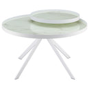 Briggs Round Marble Printed Glass Top Coffee Table Black