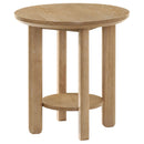 Ottowa Round Wood Side End Table with Shelf Light Oak