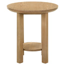 Ottowa Round Wood Side End Table with Shelf Light Oak