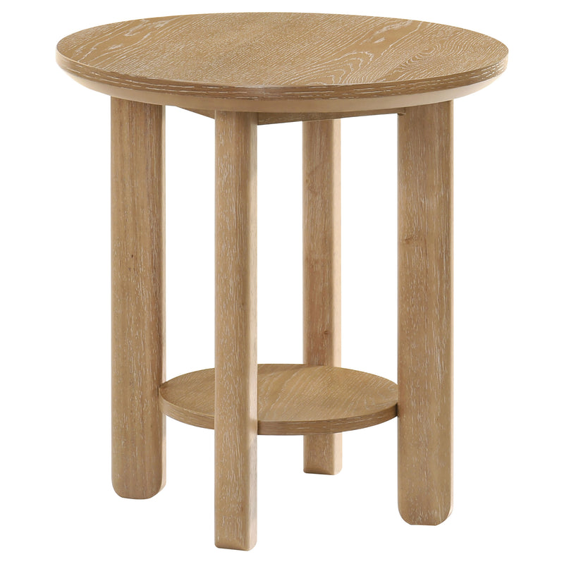 Ottowa  Round Wood Coffee Table Set Light Oak