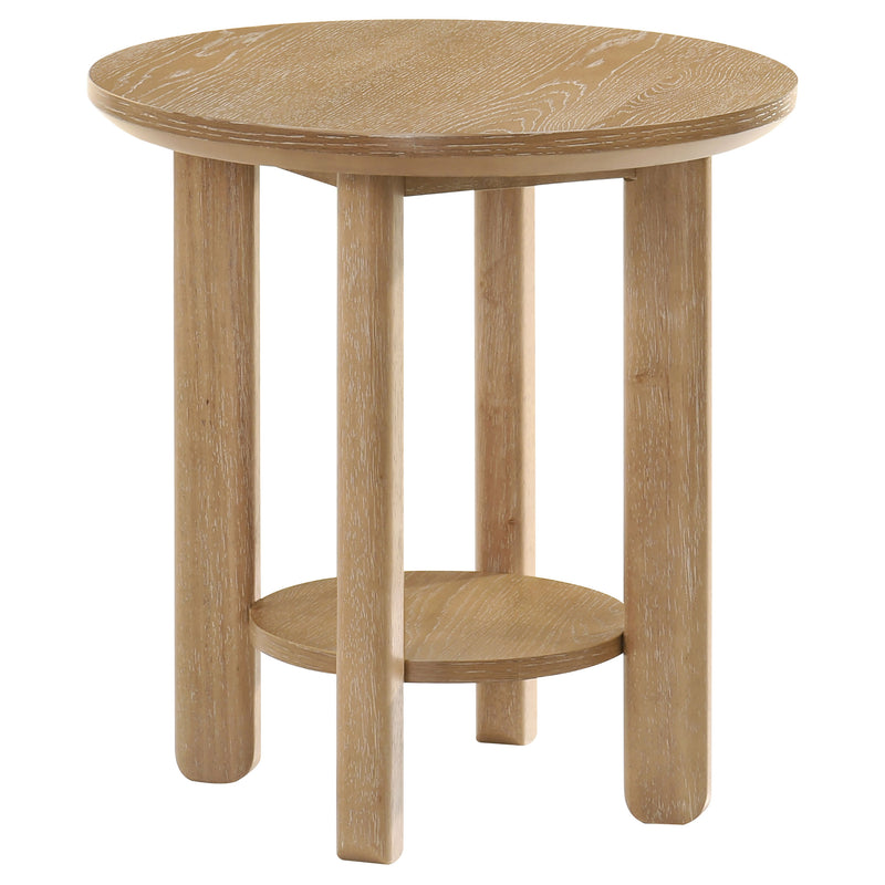 Ottowa  Round Wood Coffee Table Set Light Oak