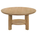 Ottowa 36-inch Round Wood Cocktail Coffee Table Light Oak