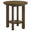 Ottowa Round Wood Side End Table with Shelf Brown