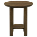 Ottowa Round Wood Side End Table with Shelf Brown