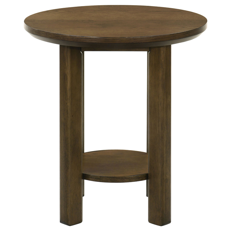 Ottowa Round Wood Side End Table with Shelf Brown