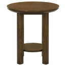 Ottowa Round Wood Side End Table with Shelf Brown