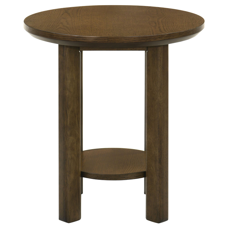 Ottowa Round Wood Side End Table with Shelf Brown