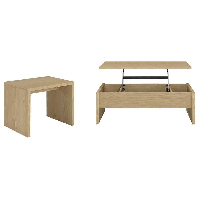 Canoga Lift Top Cocktail Coffee Table Set Light Oak