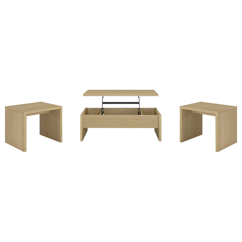 Canoga Lift Top Cocktail Coffee Table Set Light Oak