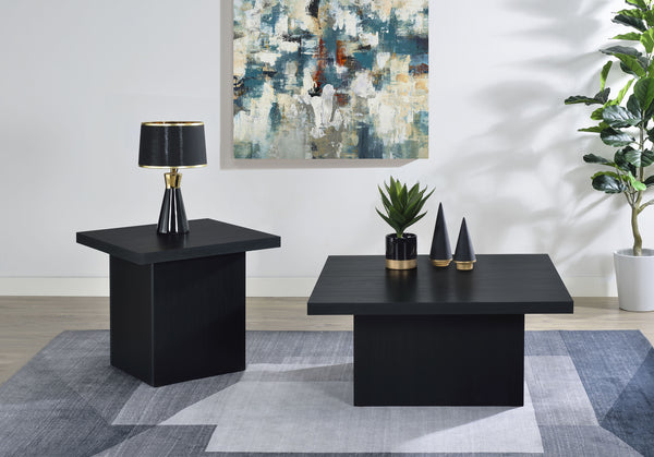 Devar Square Cocktail Coffee End Table Set Black