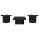 Devar Square Cocktail Coffee End Table Set Black