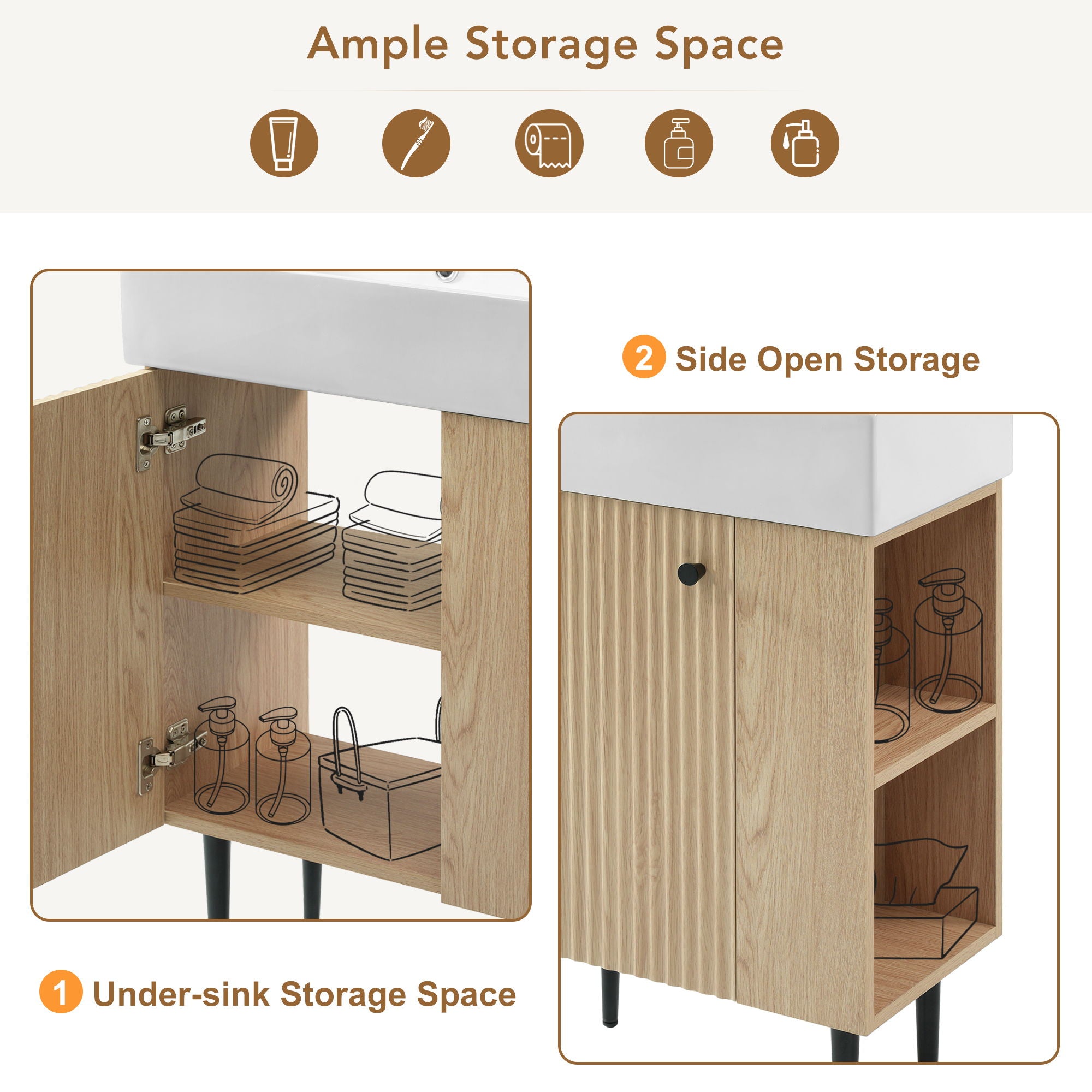 Bathroom Vanity, Combo Cabinet, Bathroom Storage Cabinet, Single Ceramic Sink