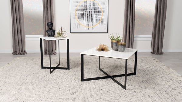 Tobin  Marble Top Coffee and End Table Set White