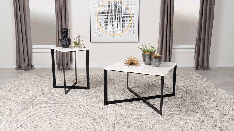 Tobin  Marble Top Coffee and End Table Set White
