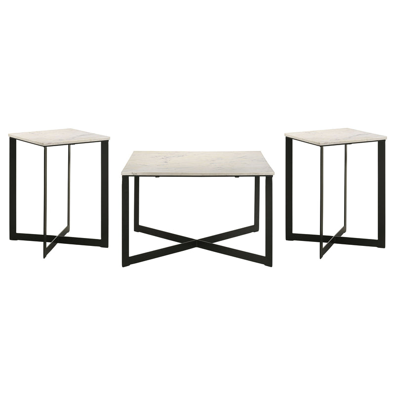 Tobin  Marble Top Coffee and End Table Set White