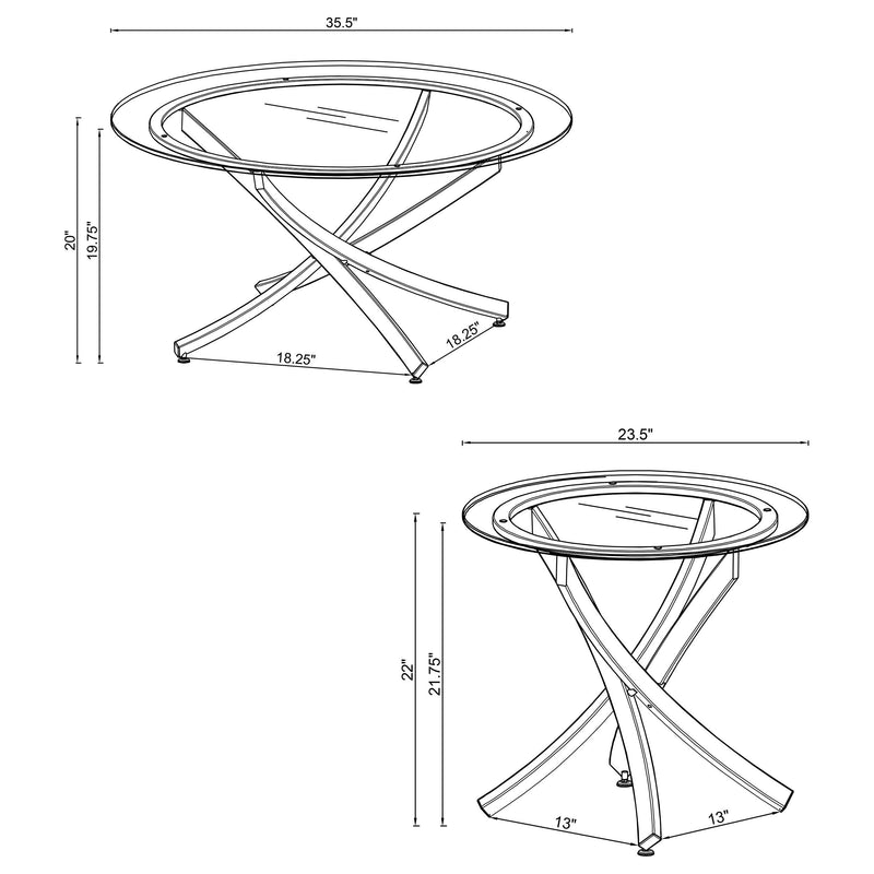 Brooke  Round Coffee and End Table Set Chrome