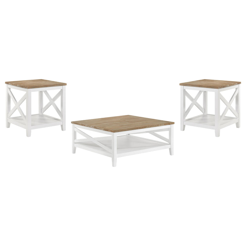 Hollis  Square Coffee and End Table Set White