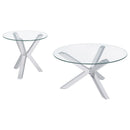 Kenzie  Round Coffee and End Table Set Chrome