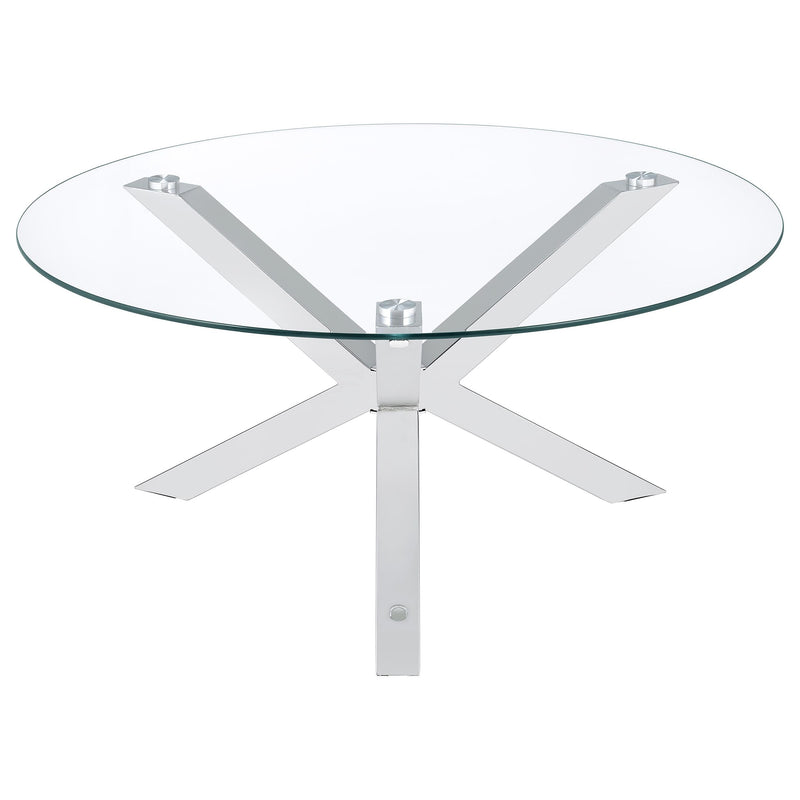 Kenzie  Round Coffee and End Table Set Chrome