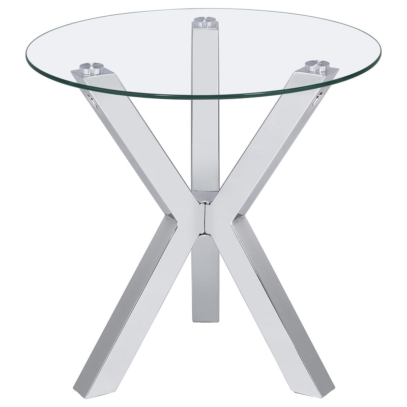 Kenzie  Round Coffee and End Table Set Chrome