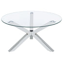 Kenzie  Round Coffee and End Table Set Chrome