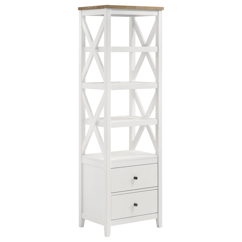 Hollis 2-door Wood 67-inch TV Stand with Drawer Brown and White