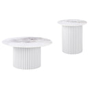 Rowena Coffee and End Table Set White Faux Marble