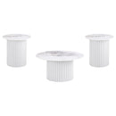 Rowena Coffee and End Table Set White Faux Marble