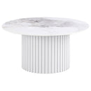 Rowena Coffee and End Table Set White Faux Marble