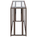 Adri Glass Top Entryway Sofa Console Table Black Nickel