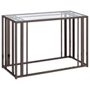 Adri Glass Top Entryway Sofa Console Table Black Nickel
