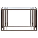 Adri Glass Top Entryway Sofa Console Table Black Nickel