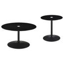 Ganso Round Glass Top Coffee and End Table Set Black