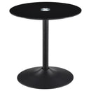Ganso Round Glass Top Coffee and End Table Set Black