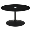 Ganso Round Glass Top Coffee and End Table Set Black