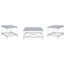 Lindley Square Coffee and End Table Set Chrome