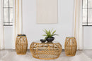 Dahlia  Round Rattan Coffee and End Table Set Natural