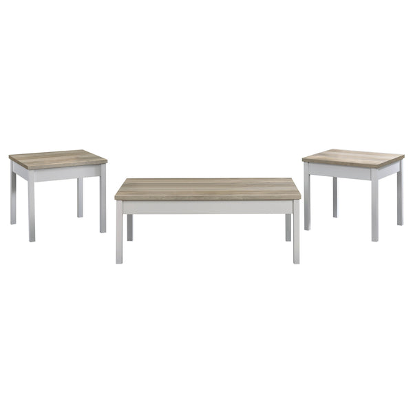 Stacie  Coffee Table Set Distressed Pine and White