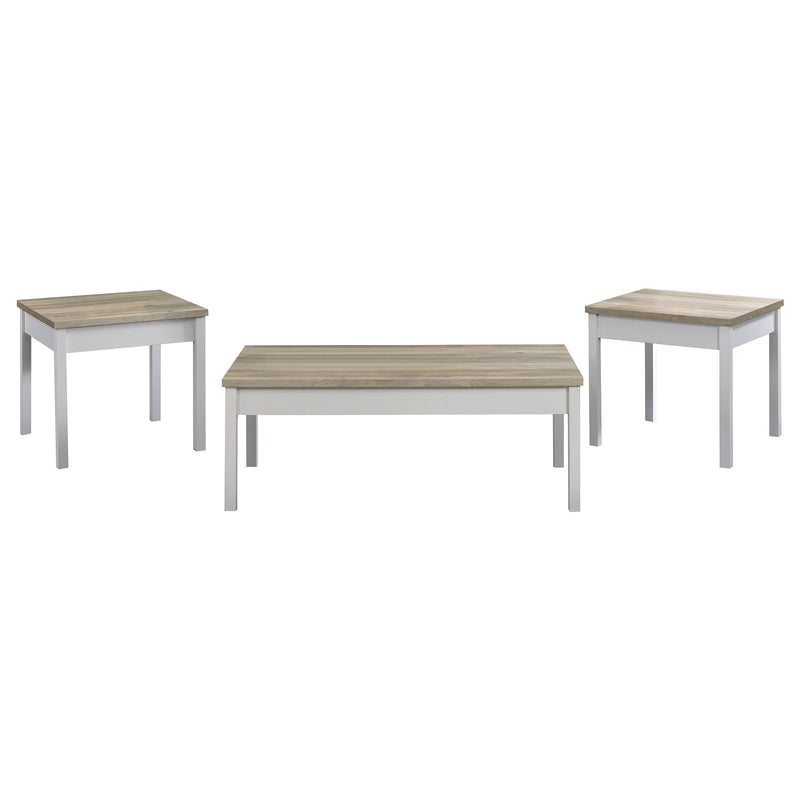Stacie  Coffee Table Set Distressed Pine and White