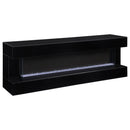Vallerie 71-inch TV Stand with Visual Flame Box Black