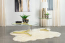 Janessa Acrylic Coffee and End Table Set Matte Brass