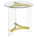 Janessa Acrylic Coffee and End Table Set Matte Brass
