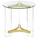 Janessa Acrylic Coffee and End Table Set Matte Brass