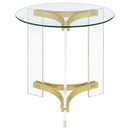 Janessa Acrylic Coffee and End Table Set Matte Brass