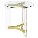 Janessa Acrylic Coffee and End Table Set Matte Brass