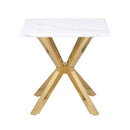 Visalia Faux Marble Top Stainless Steel End Table Gold