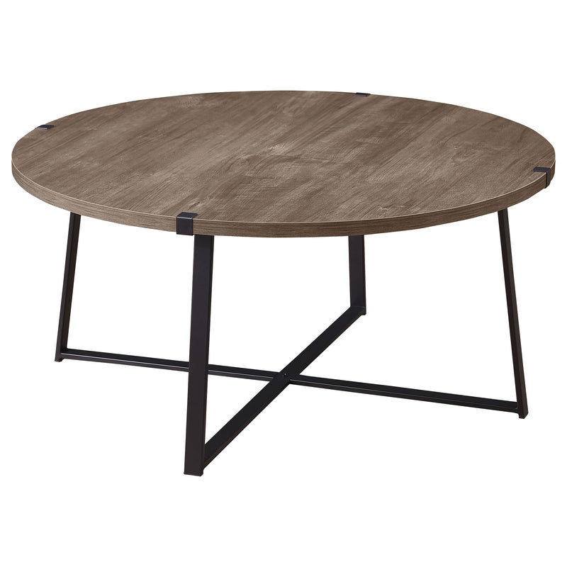 Marcus Round Coffee and End Table Set Light Brown