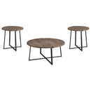Marcus Round Coffee and End Table Set Light Brown
