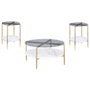 Jonelle  Round Coffee and End Table Set Gold