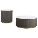 Jason  Round Marble Coffee and End Table Set White